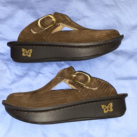 ALEGRIA Faux Shearling Lined Classic Clog in Captain Corduroy Brown sz 36 - Picture 5 of 8